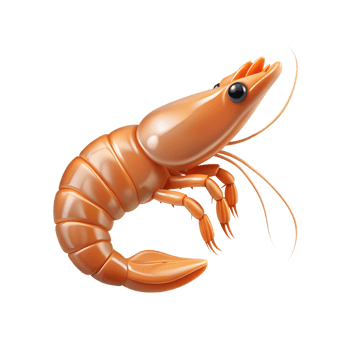 shrimp, realistic 3d illustration, isolated on transparent background png