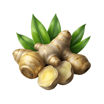 ginger root with leaves and leaves on transparent background png