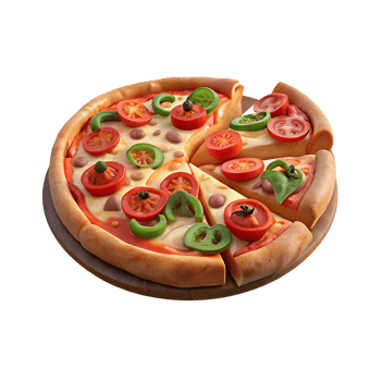 freshly baked pizza with a perfectly cut slice png
