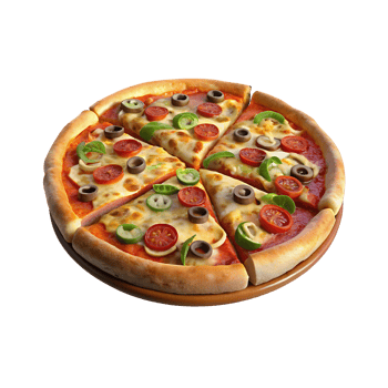freshly baked pizza with a perfectly cut slice png