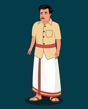 Indian village men cartoon character design for 2d animation vector