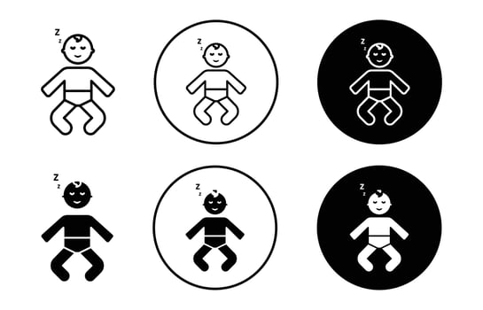 Sleeping baby icon logo collection set vector