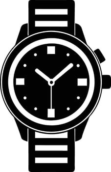 Hand watch illustration black and white vector