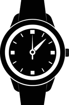 Hand watch illustration black and white vector