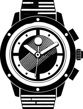 Hand watch illustration black and white vector