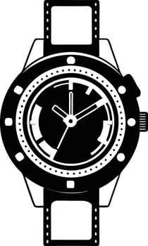 Hand watch illustration black and white vector