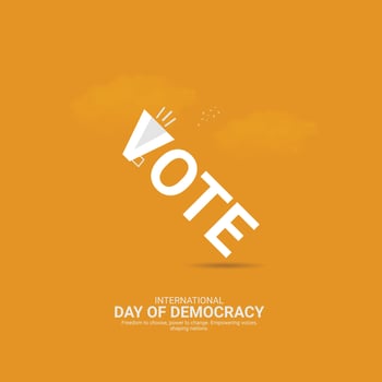 International Day of Democracy Creative Ads. hand and vote icon isolated on Template for background. Democracy Poster design, , 3d, illustration, Sep 15. Important day, Holiday concept. vector