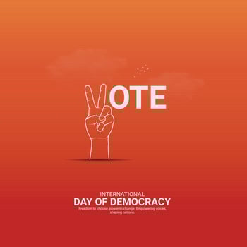 International Day of Democracy Creative Ads. hand and vote icon isolated on Template for background. Democracy Poster design, , 3d, illustration, Sep 15. Important day, Holiday concept. vector
