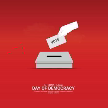 International Day of Democracy Creative Ads. hand and vote icon isolated on Template for background. Democracy Poster design, , 3d, illustration, Sep 15. Important day, Holiday concept. vector