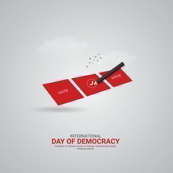 International Day of Democracy Creative Ads. hand and vote icon isolated on Template for background. Democracy Poster design, , 3d, illustration, Sep 15. Important day, Holiday concept. vector