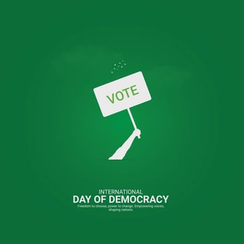 International Day of Democracy Creative Ads. hand and vote icon isolated on Template for background. Democracy Poster design, , 3d, illustration, Sep 15. Important day, Holiday concept. vector