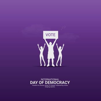 International Day of Democracy Creative Ads. hand and vote icon isolated on Template for background. Democracy Poster design, , 3d, illustration, Sep 15. Important day, Holiday concept. vector