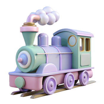 Cartoon steam train 3d icon on the transparent background. Vehicles for transportation concept png