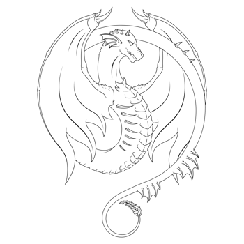 Winged western dragon silhouette, European medieval dragons on black background png