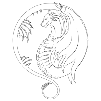 Winged western dragon silhouette, European medieval dragons on black background png