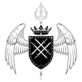 European coat of arms with wings, heraldic shield of the middle ages png