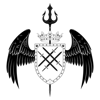 European coat of arms with wings, heraldic shield of the middle ages png