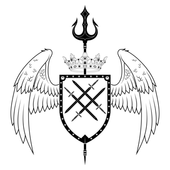 European coat of arms with wings, heraldic shield of the middle ages png