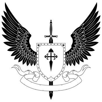 European coat of arms with wings, heraldic shield of the middle ages png