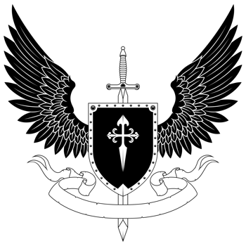 European coat of arms with wings, heraldic shield of the middle ages png