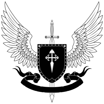 European coat of arms with wings, heraldic shield of the middle ages png