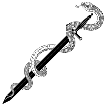 European medieval sword with snake, ancient sword surrounded by a snake png