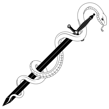 European medieval sword with snake, ancient sword surrounded by a snake png