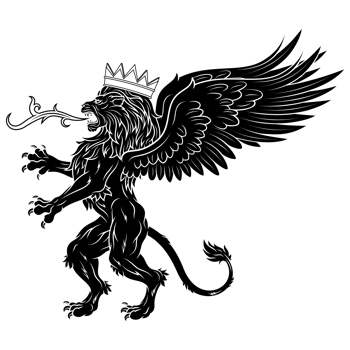 Winged rampant lion, mythological lion, winged fantasy creature png