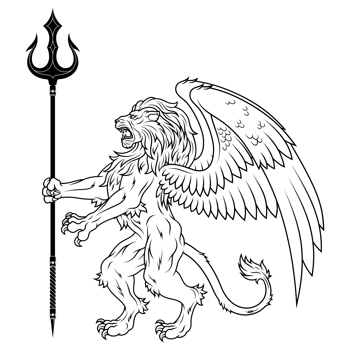 Winged rampant lion, mythological lion, winged fantasy creature png
