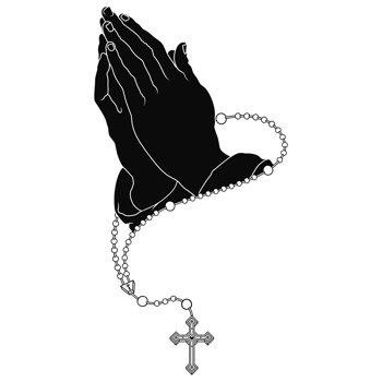 Praying hands with Christian rosary, symbol of the Catholic religion png