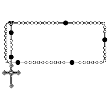 Photo frame with Catholic rosary, rosary with square Christian cross, symbol of the Catholic religion png