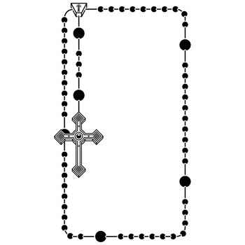 Photo frame with Catholic rosary, rosary with square Christian cross, symbol of the Catholic religion png