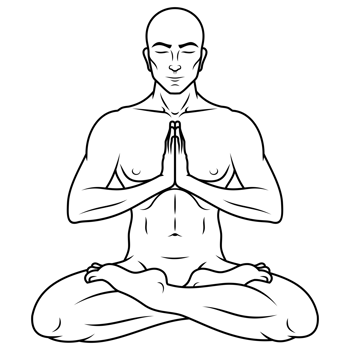 Man meditating in lotus flower position png