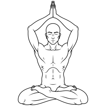 Man meditating in lotus flower position png