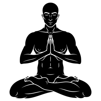Man meditating in lotus flower position png