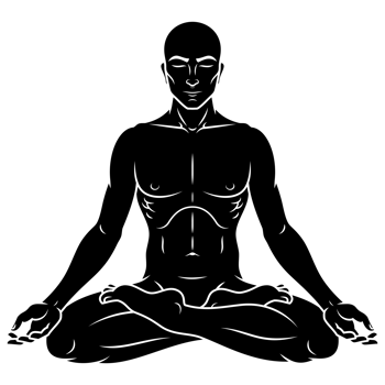 Man meditating in lotus flower position png