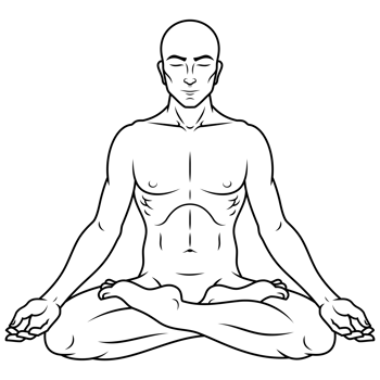 Man meditating in lotus flower position png