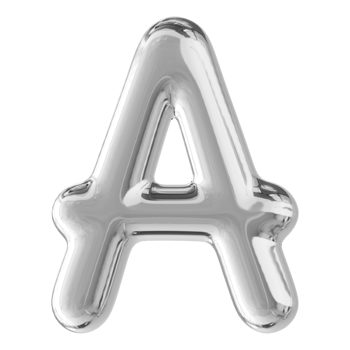 Silver 3D Bubble Font Letter A uppercase png