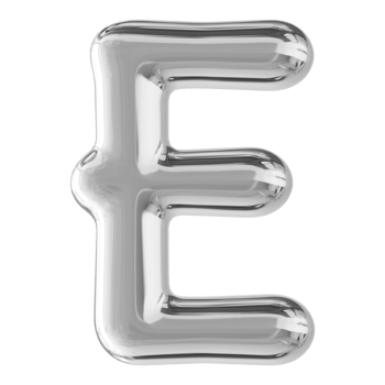 Silver 3D Bubble Font Letter E uppercase png