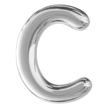 Silver 3D Bubble Font Letter C uppercase png