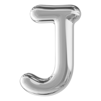 Silver 3D Bubble Font Letter J uppercase png