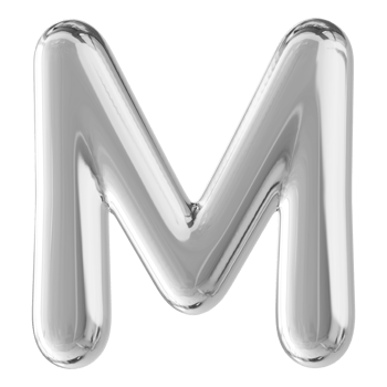 Silver 3D Bubble Font Letter M uppercase png