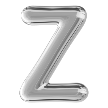 Silver 3D Bubble Font Letter Z uppercase png