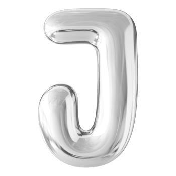 Silver 3D Bubble Font Letter J uppercase png