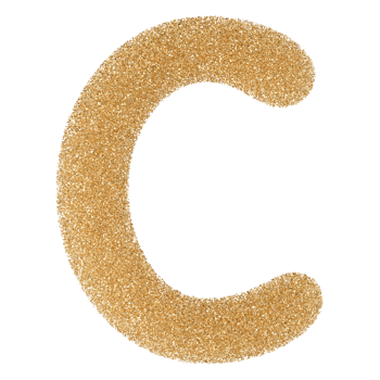 Gold Glitter Font Letter C uppercase png