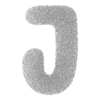 Silver Glitter Font Letter J uppercase png