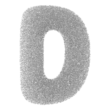 Silver Glitter Font Letter D uppercase png
