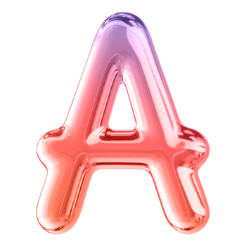 Gradient 3D Bubble Font Letter A uppercase png