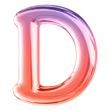 Gradient 3D Bubble Font Letter D uppercase png