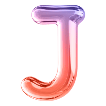 Gradient 3D Bubble Font Letter J uppercase png
